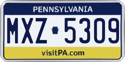 PA license plate MXZ5309