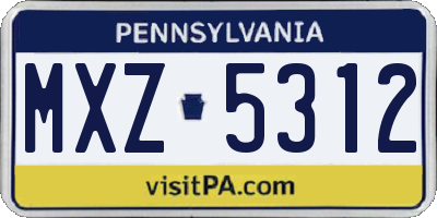PA license plate MXZ5312