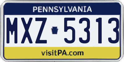 PA license plate MXZ5313