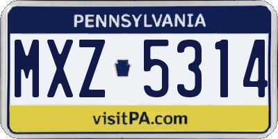 PA license plate MXZ5314