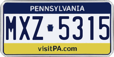 PA license plate MXZ5315