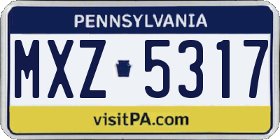 PA license plate MXZ5317