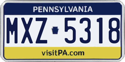 PA license plate MXZ5318