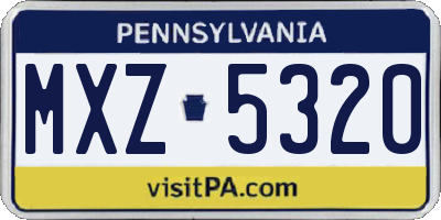 PA license plate MXZ5320