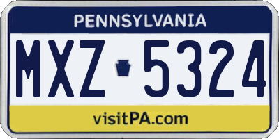 PA license plate MXZ5324