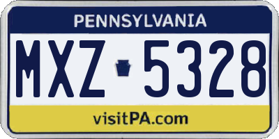 PA license plate MXZ5328