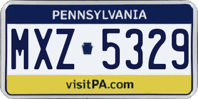 PA license plate MXZ5329