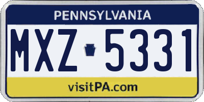 PA license plate MXZ5331