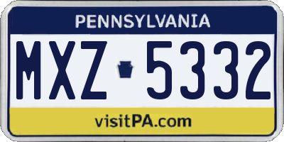 PA license plate MXZ5332