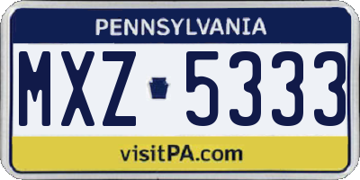 PA license plate MXZ5333