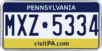 PA license plate MXZ5334