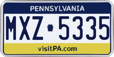 PA license plate MXZ5335