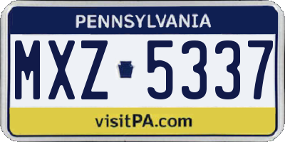 PA license plate MXZ5337
