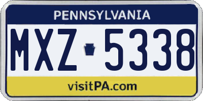PA license plate MXZ5338
