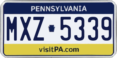 PA license plate MXZ5339