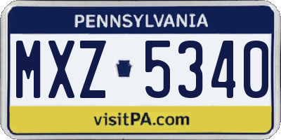 PA license plate MXZ5340