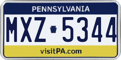 PA license plate MXZ5344