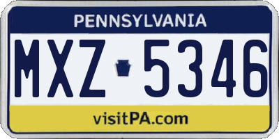 PA license plate MXZ5346