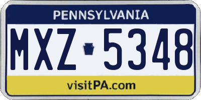 PA license plate MXZ5348