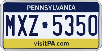 PA license plate MXZ5350