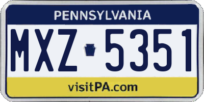 PA license plate MXZ5351