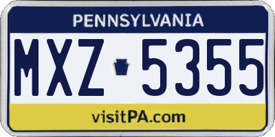 PA license plate MXZ5355