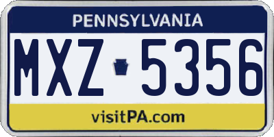 PA license plate MXZ5356