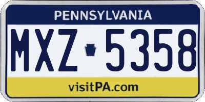 PA license plate MXZ5358