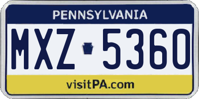 PA license plate MXZ5360