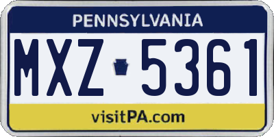 PA license plate MXZ5361