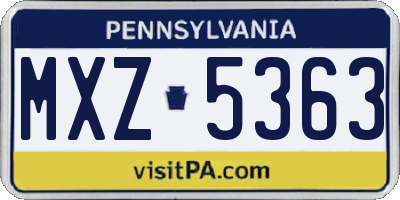 PA license plate MXZ5363