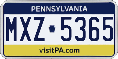 PA license plate MXZ5365