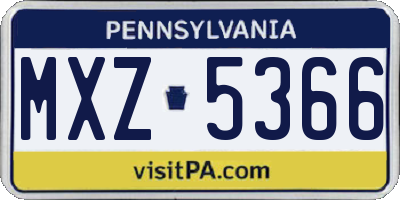PA license plate MXZ5366