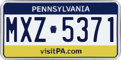 PA license plate MXZ5371