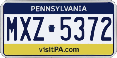 PA license plate MXZ5372
