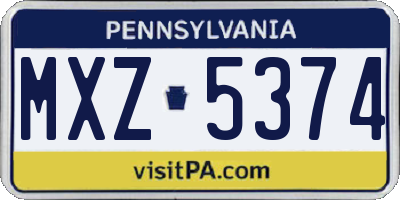 PA license plate MXZ5374