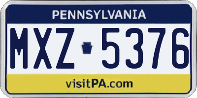 PA license plate MXZ5376