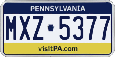 PA license plate MXZ5377