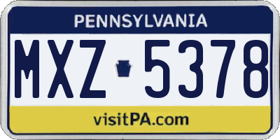 PA license plate MXZ5378