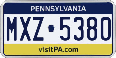 PA license plate MXZ5380