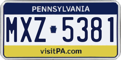 PA license plate MXZ5381