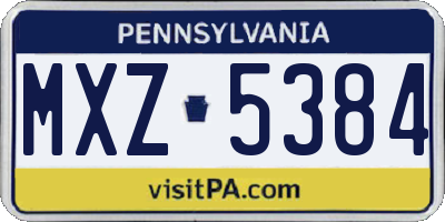 PA license plate MXZ5384