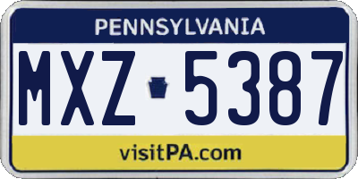 PA license plate MXZ5387