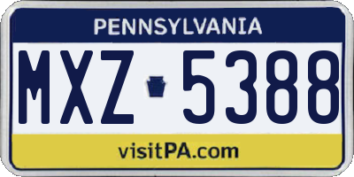 PA license plate MXZ5388