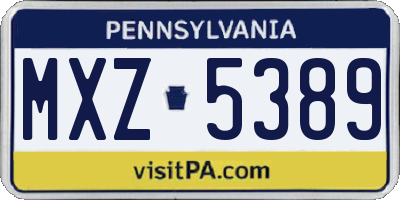 PA license plate MXZ5389