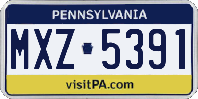 PA license plate MXZ5391
