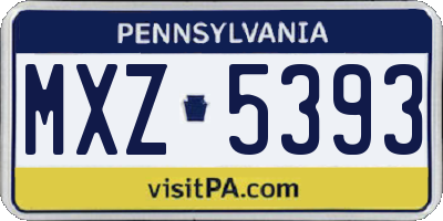 PA license plate MXZ5393