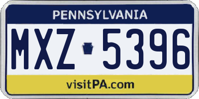 PA license plate MXZ5396
