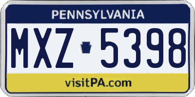 PA license plate MXZ5398