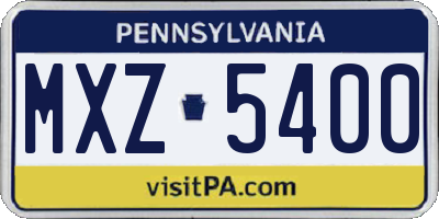 PA license plate MXZ5400